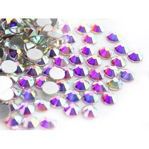 Kit Estojo Strass Transparente Colorido Furta cor com Fundo Plano em Tamanhos SS3 SS4 SS5