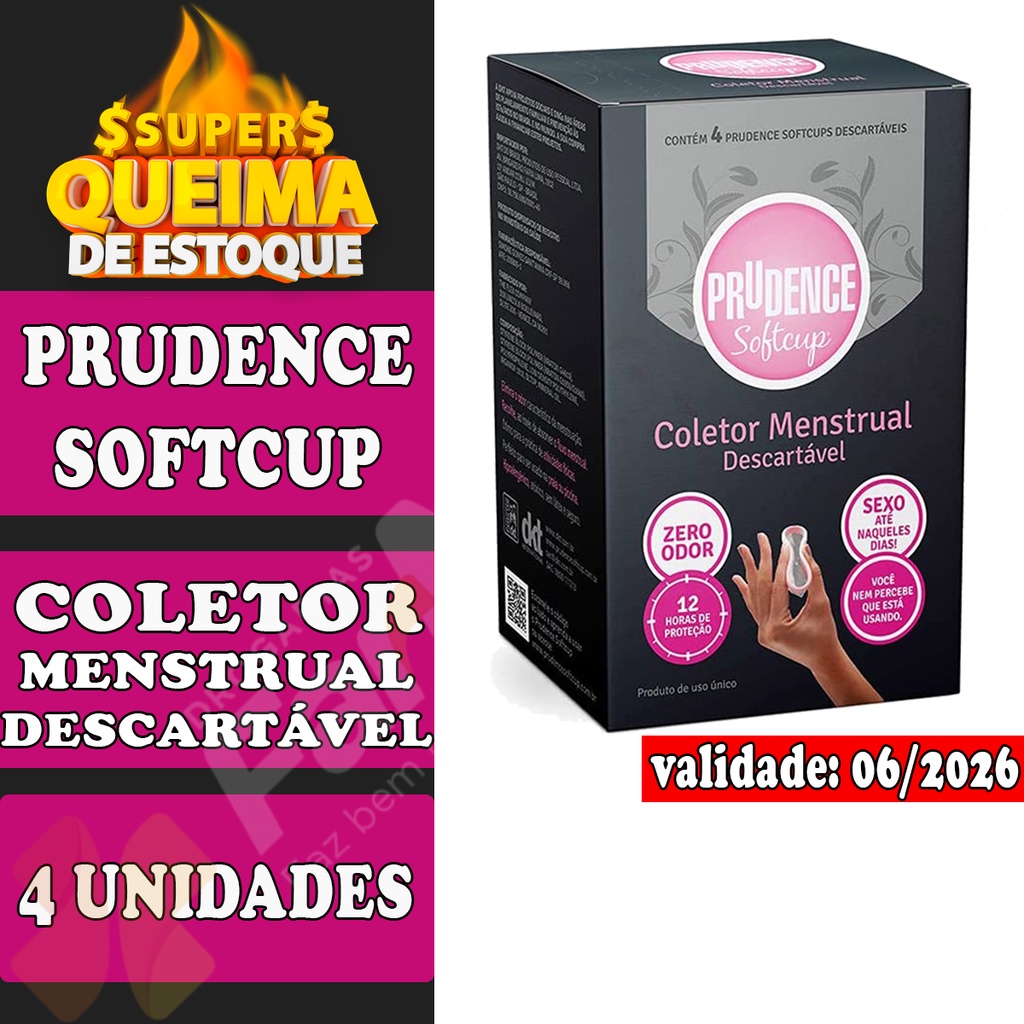 Coletor Menstrual Softcup Prudence Descartável Cx C/ 4 Unidades