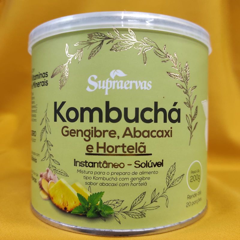 KOMBUCHÁ SOLÚVEL GENGIBRE, ABACAXI E HORTELÃ 200G (Supraervas)  UNIDADE