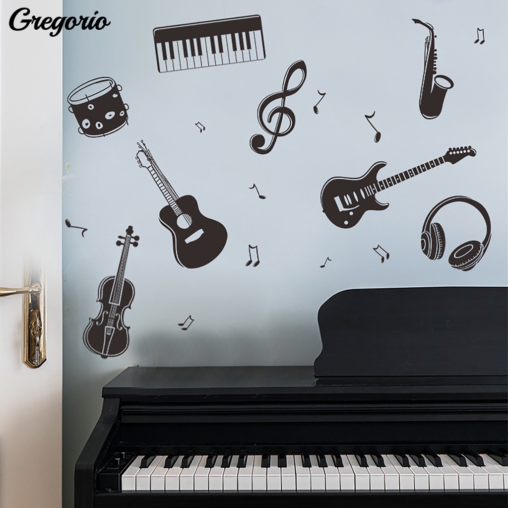 Adesivos De Parede Padrão De Instrumento Musical Autocolante Decoração De Janelas Em PVC Casa