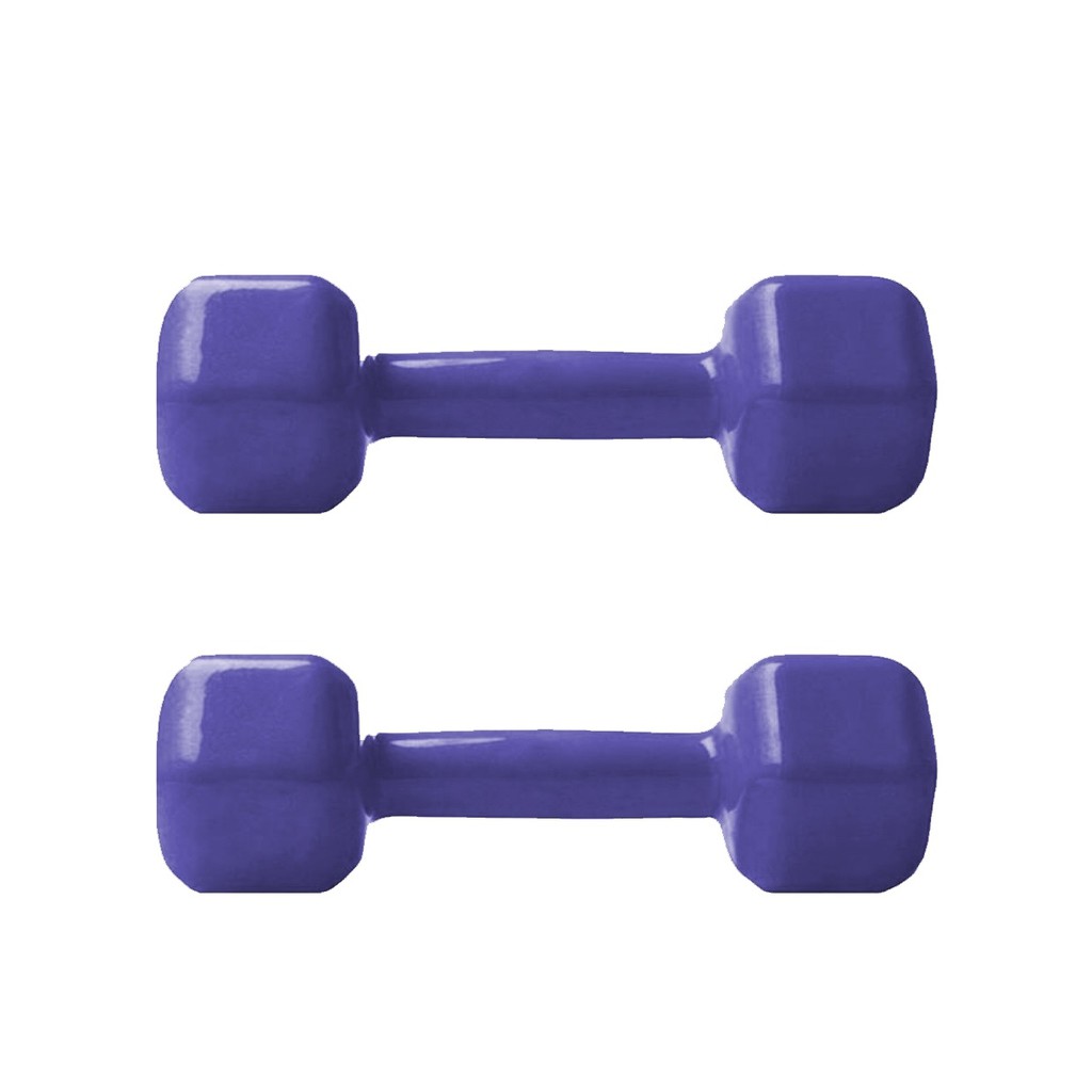 Par de Halter Sextavado 1kg Emborrachado PVC - Roxo ( 02 unidades 01kg cada )