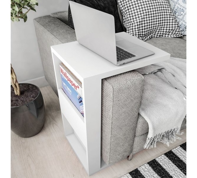 Mesa De Apoio Para Notebook e Sofa Branco Book Caemmun em Oferta na Shopee