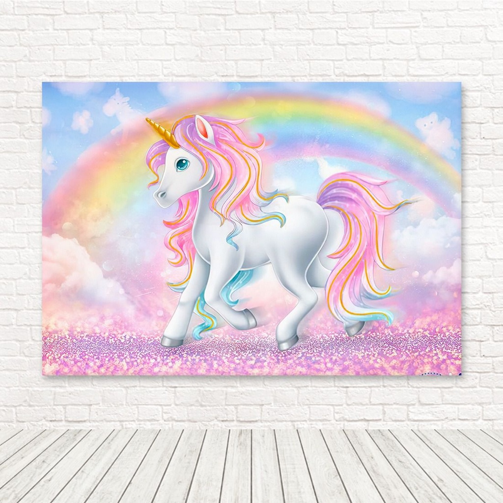 Painel Retangular Tecido Sublimado 3D Unicórnio 2,00x1,50 FRT-4968