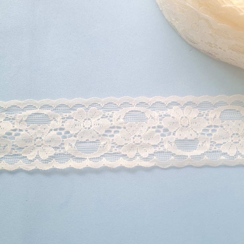 10 metros Renda Nylon Poliamida 40mm Pérola Branco Off 13927 010 530G71