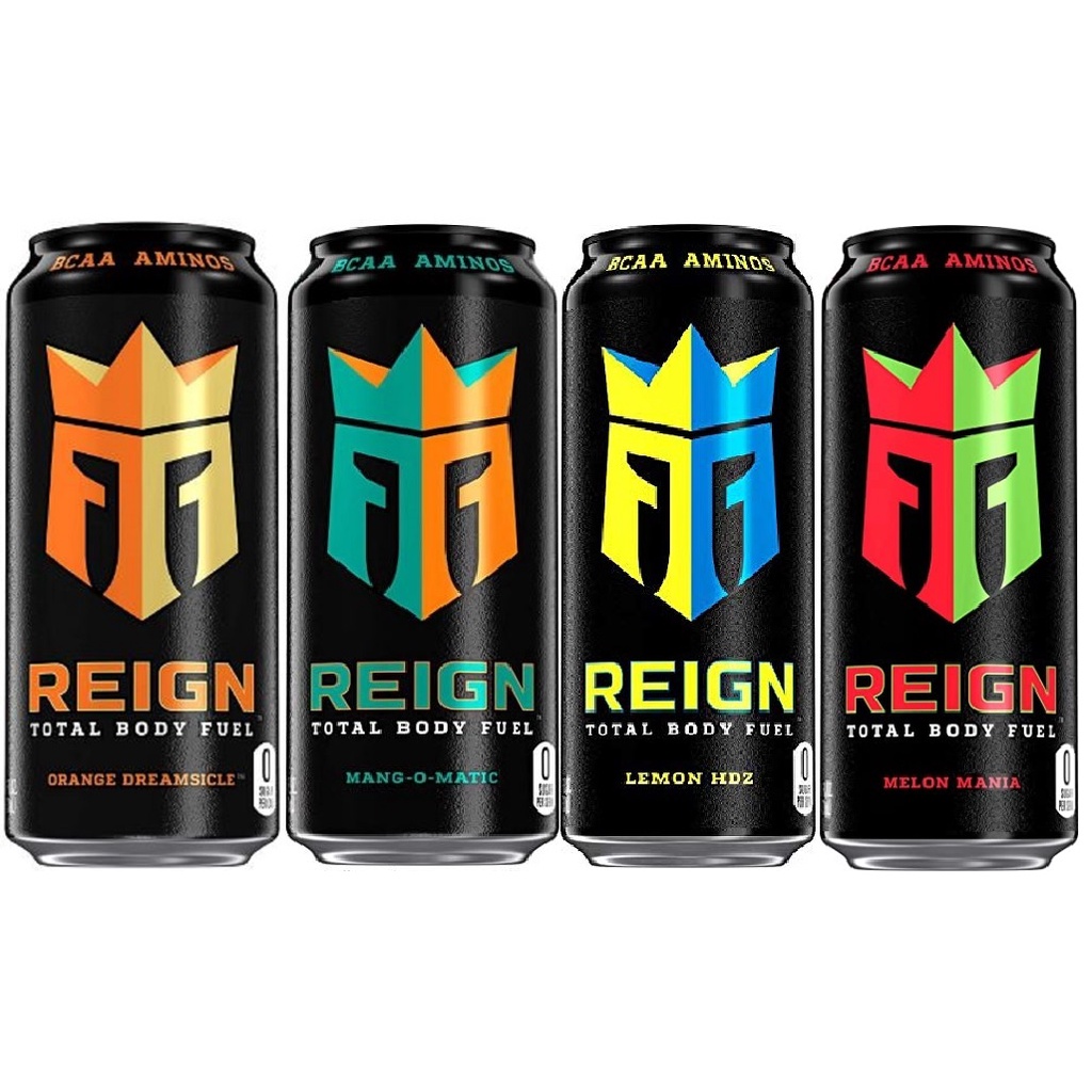 Energético Reign Alta Performance Total Body Fuel, Kit 4 Sabores - Manga, Melancia, Limão, Laranja Latas 473ml