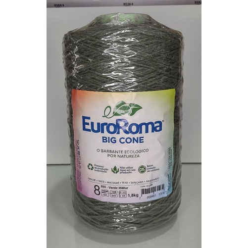 Barbante EuroRoma Big cone 1,8 kg, cor verde militar, 8 fios.