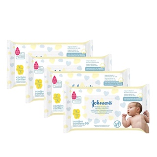 Kit com 4 Johnson's Baby Lenços Umedecidos Recém-Nascido com 384 unidades em Oferta na Shopee
