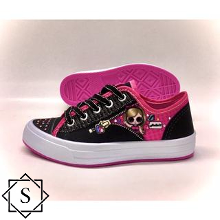 Tênis Boneca lol  Infantil Feminino All Star Personagem Boneca lol Preto Rosa com Glitter Barato e Confortável