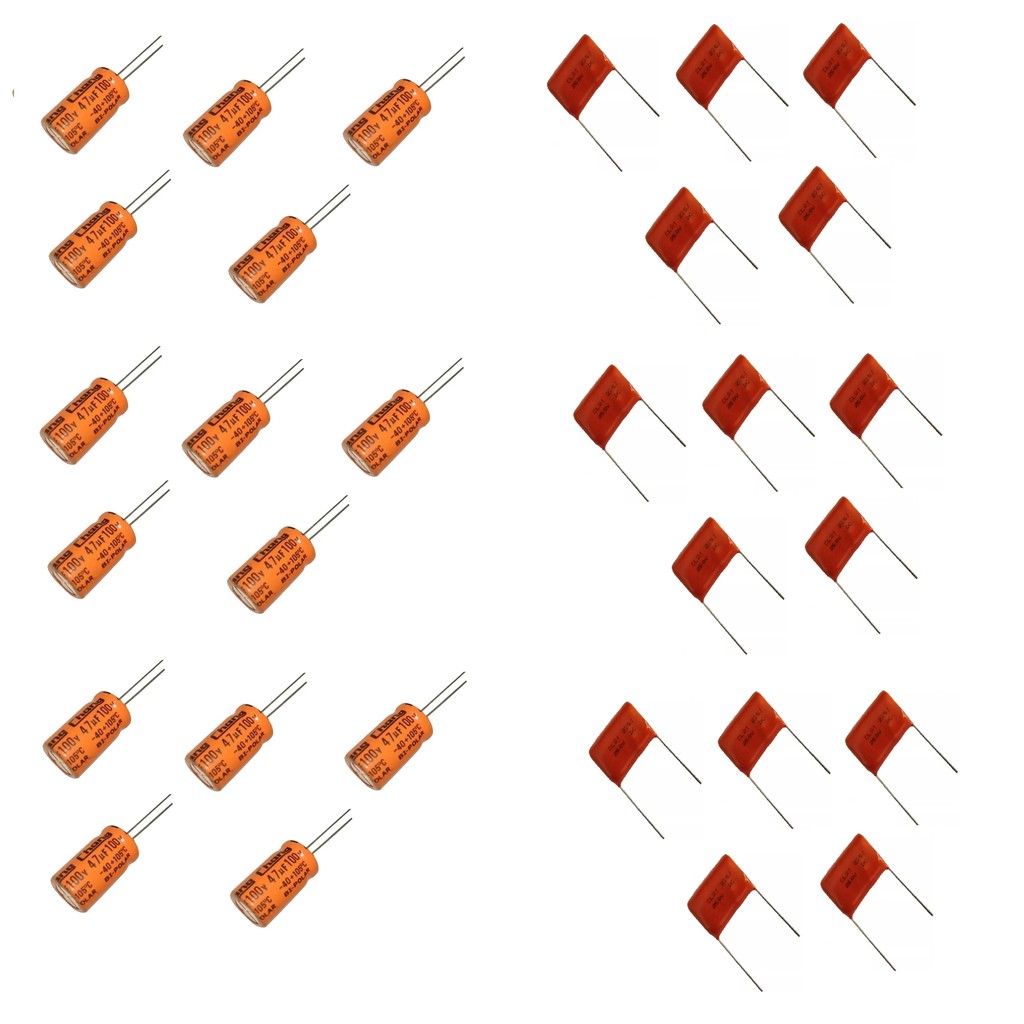15 Capacitor Bipolar 47uf X 100v Driver + 15 Capacitor P/ Super Tweeter Poliéster 2.2uf X 25