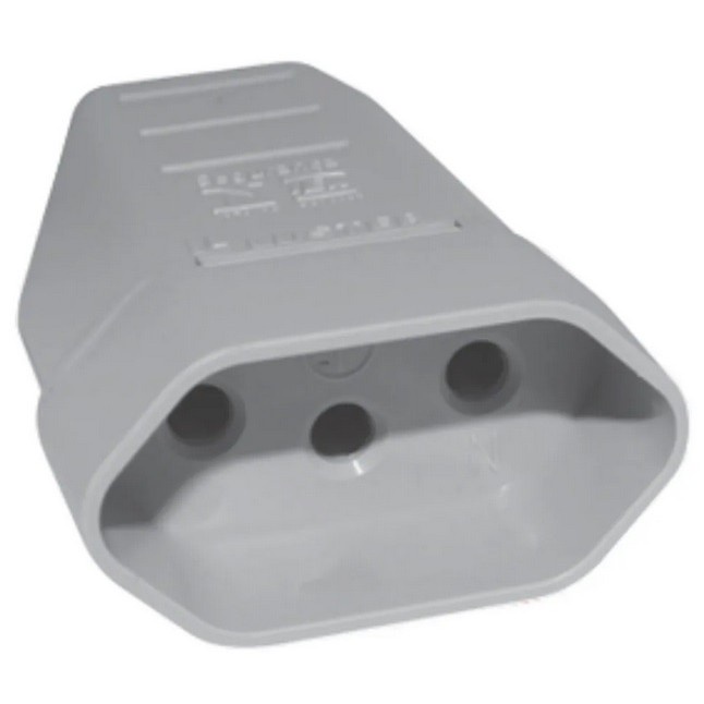Conector Plug Fêmea 10A Bivolt 110v 250V 2 Pinos Eletrica Tomada Energia Universal