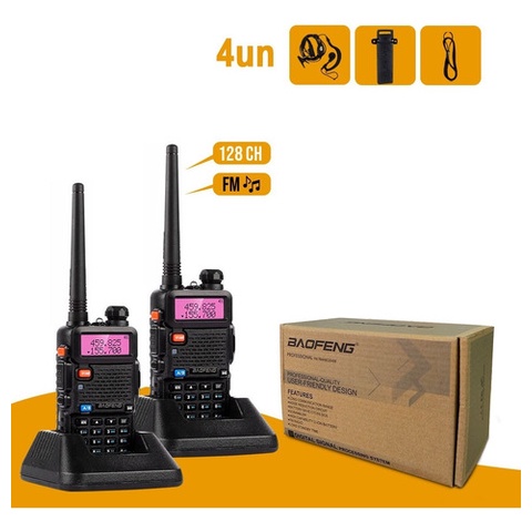 Kit 4 Radio Comunicador Ht Walk Talk Baofeng Dual Band Uv-5r