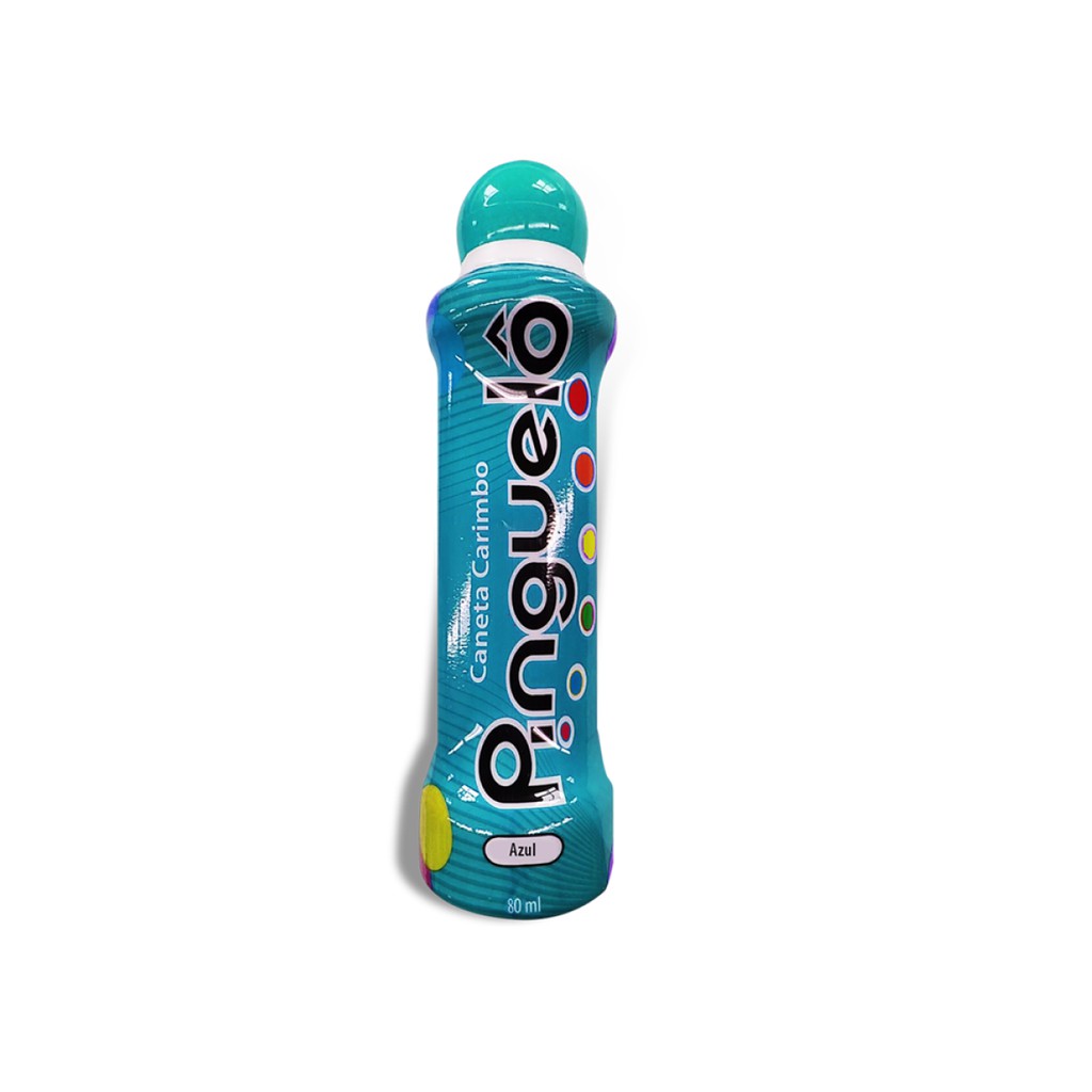 Caneta Bolinha Pinguelô de 80ml na Cor Azul, Canetão.