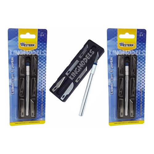 2pçs Estilete Western Precisão C/ 6 Lâminas Hobby Artesanato