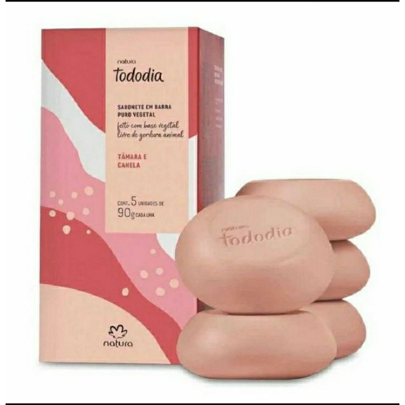 Sabonete em barra Tâmara e Canela Natura Tododia 5 unidades 90 g cada