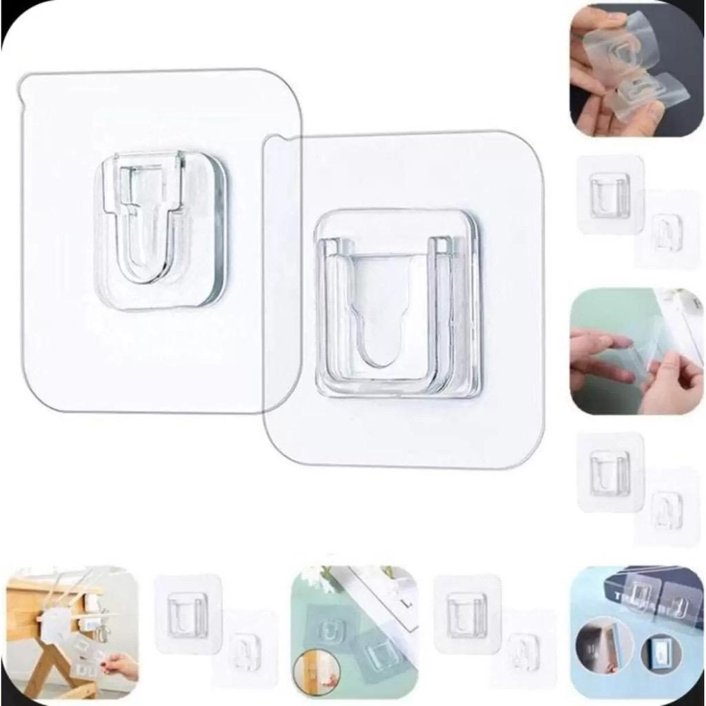 10 Peças Gancho Adesivo Macho Fêmea Dupla Face Transparente Sem Furos Pregos Para Banheiro E Cozinha