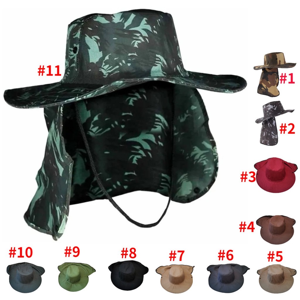 Chapéu Camuflagem De Pescador Australiana Protetor Sol Pesca Nuca Pescoço Masculino