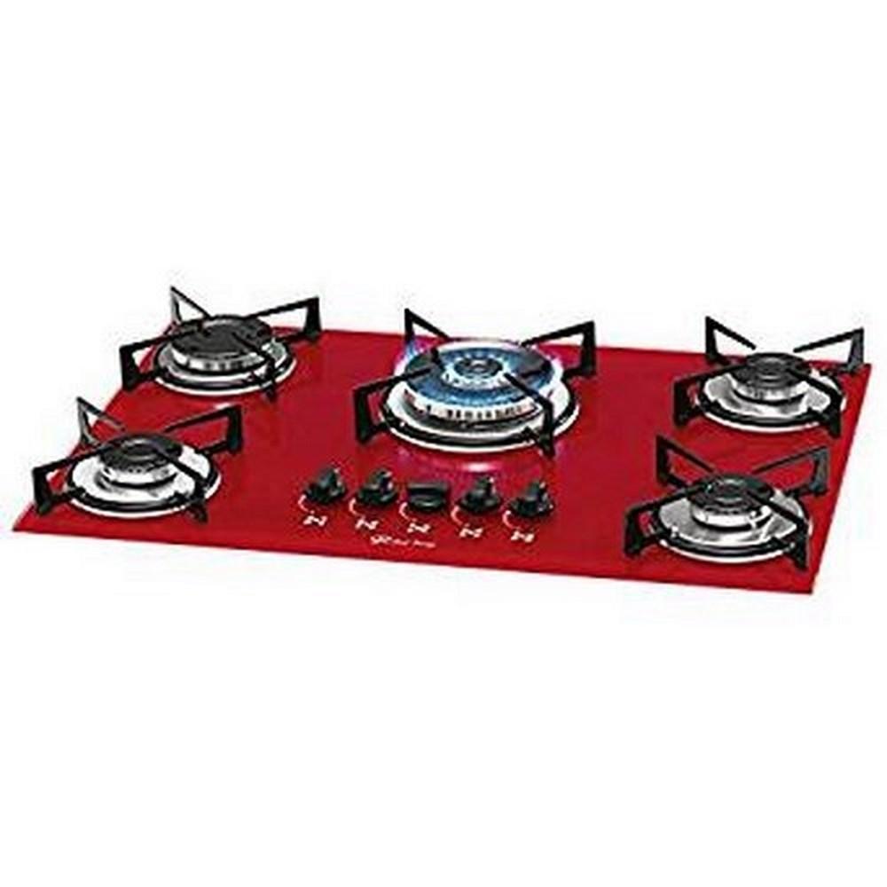 Fogão Cooktop 5 Bocas Mesa De Vidro Rouge Bivolt - Fischer