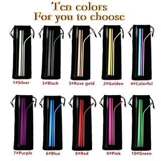 Conjunto De 5pcs De Aço Inoxidável Canudos De Metal De Palha Reutilizável Chá De Leite Agitador
