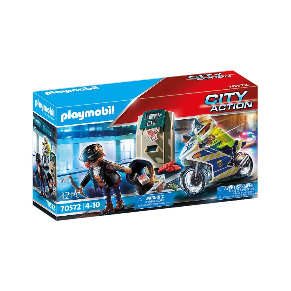 Playmobil - Caixa Eletrônico Com Policial E Fugitivo - Mom & Baby