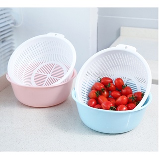 Escorredor Inteligente Giratório Duplo Utensílio de Cozinha 1 Litro Drenagem Dupla p/ Lavar Frutas, Legumes, Arroz, Macarrão, Feijão e Vegetais 18cm Varias Cores