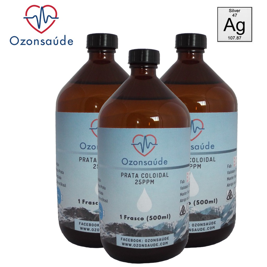 Combo 3 Prata Coloidal Pura 25PPM - 500ml