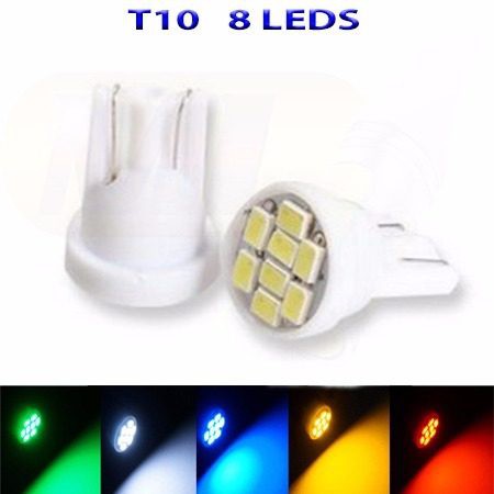 Par Lâmpada Pingo T10 8 Leds 12v Teto Mala Placa