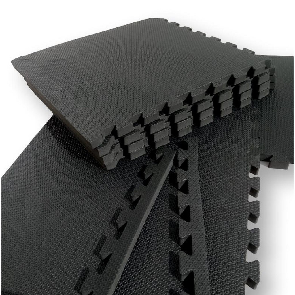Kit 12 Tatames Tapetes EVA 50x50x3cm 30mm Preto Premium Academia Luta Ginástica Ioga com Bordas