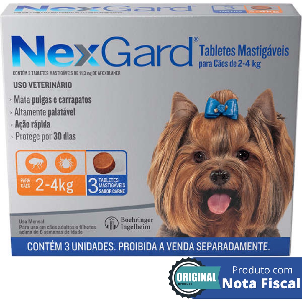Nexgard Antipulgas E Carrapatos Cães 2 A 4kg Com 3 Tabletes em Oferta na Shopee