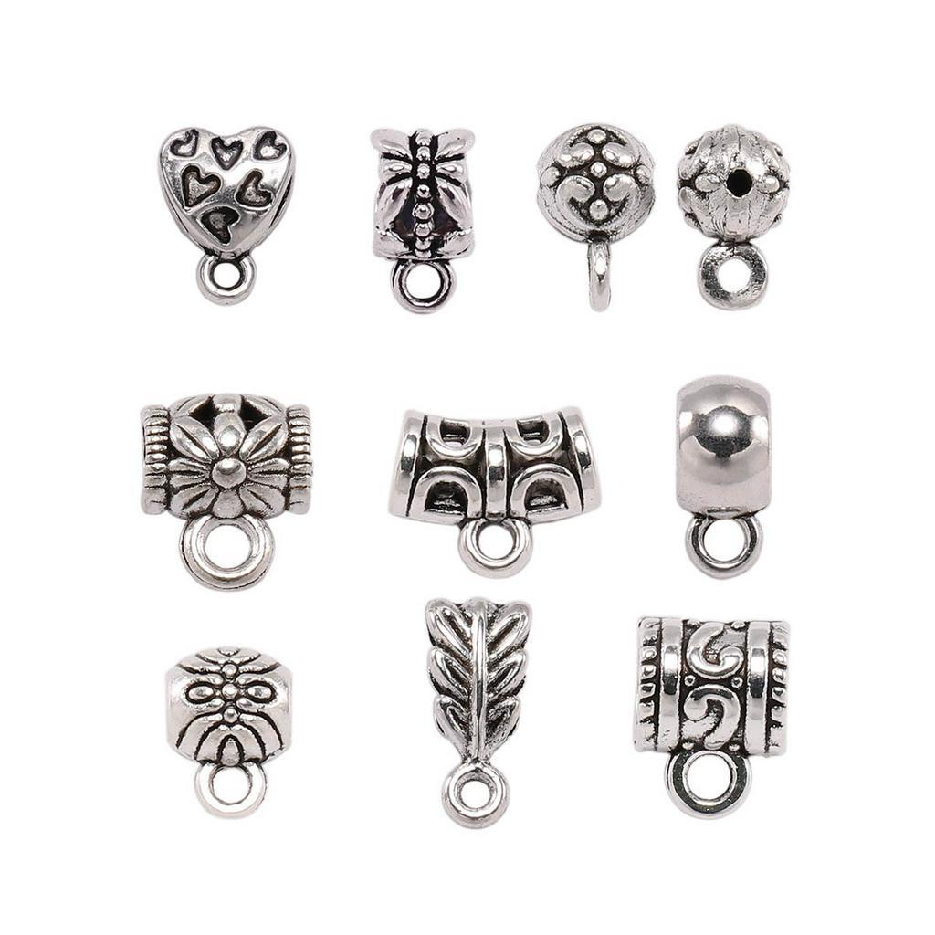 20 Pçs/Lote Antique Silver Charm Bail Contas Pingente Clipe Fecho Conectores Para Colar Pulseira Jóias Fazendo DIY