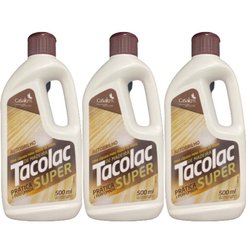 Cera Líquida Auto Brilho - Piso Madeira - Kit com 03 frascos de 500ml - Tacolac em Oferta na Shopee