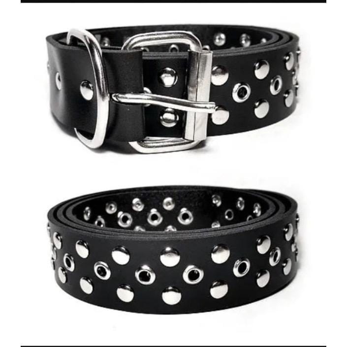 Cinto Punk Rock com 2 Carreiras de Rebites em Oferta na Shopee