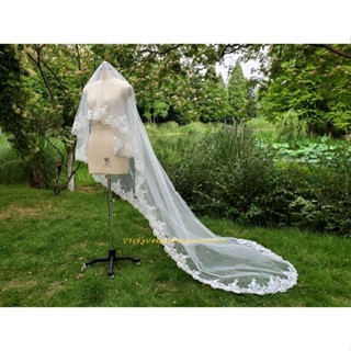 Véu Mantilha Noiva Branco Off White 3 Metros com Renda Bordado a Mão Tule Frances Casamento Catedral em Oferta na Shopee