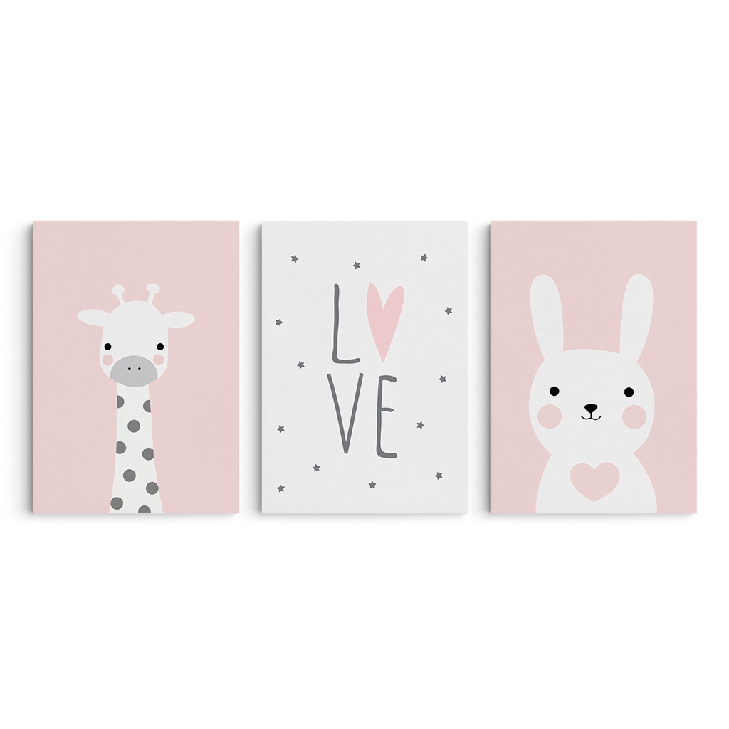 Quadro Placa Decorativo Frase Love Girafa Decoração Quarto de Menina Infantil Bebê
