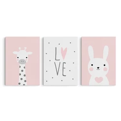 Quadro Placa Decorativo Frase Love Girafa Decoração Quarto de Menina Infantil Bebê