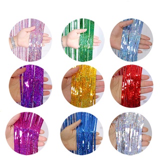 2 Painel Cortina Franja Metalizada Holográfica Glitter 1x2m Festa Decoração C90181