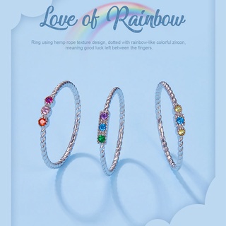 Bamoer Prata Colorido Anel De Pedra Pura 925 Sterling Silver Rope Textura Projeto Romântico Amor Anel Para A Menina Jóias Finas Scr720