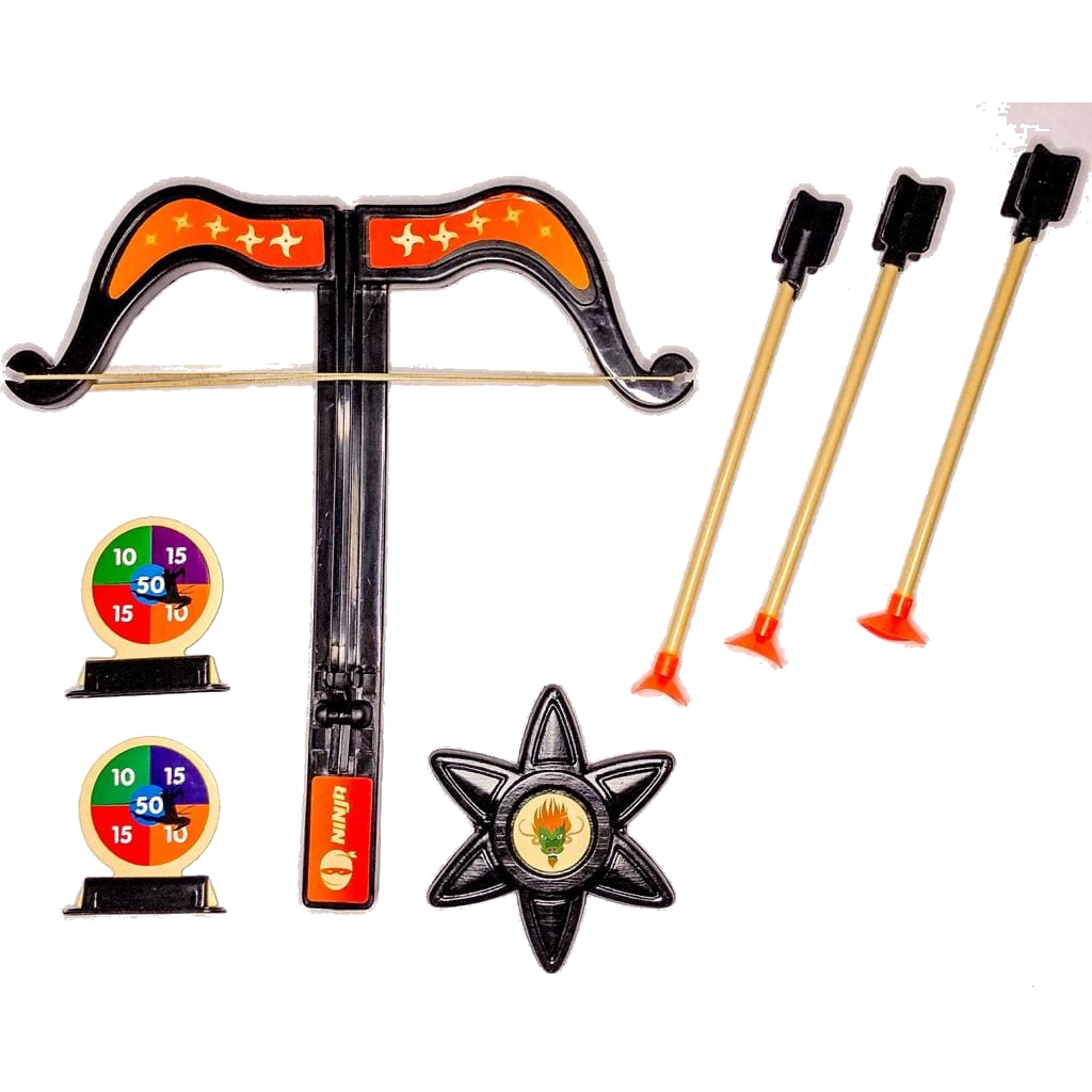 Kit Super Samurai Arco E Flecha Balestra com Alvos e Estrela Ninja Infantil - 7 Peças