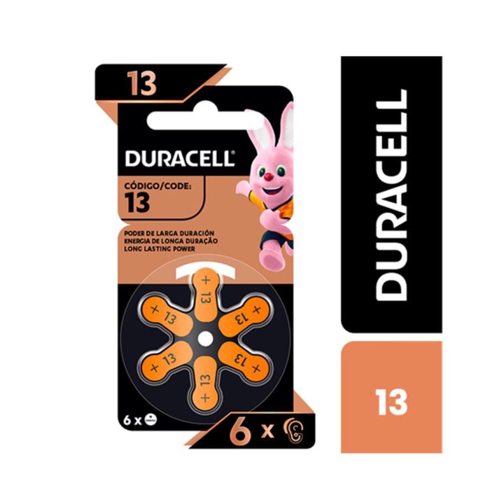 Pilha Auditiva Duracell Nº10/Nº13/Nº312/Nº675 cartela com 6 unidades - Original