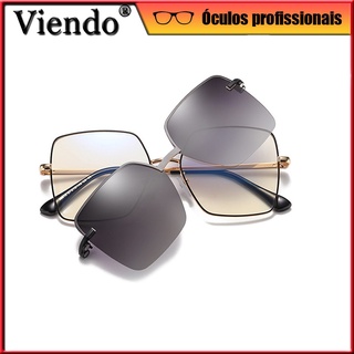 óculos de sol oculos clip on feminino 2 em 1 polarizada para grau lente armação retrô anti radiação unissex proteção luz azul uv 400