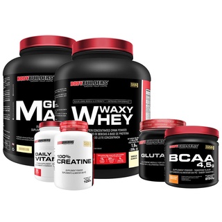 Kit Waxy Whey 2kg, Giant Mass 3kg, Daily Vitamin, Creatina 100g, BCAA 250g, Glutamina 300g - Bodybuilders