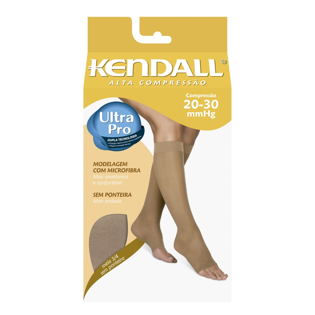 Meia  3/4 Kendall Alta Compressão 20-30 mmHg Sem Ponteira Cor Mel em Oferta na Shopee
