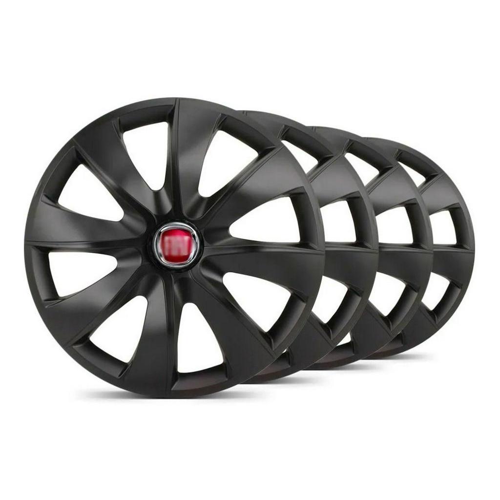 Jogo Calota Fiat Aro 14 Prime Palio Siena Mobi Argo Cronos Strada Idea Uno Punto Fiorino Preta Fosca Fosc Black