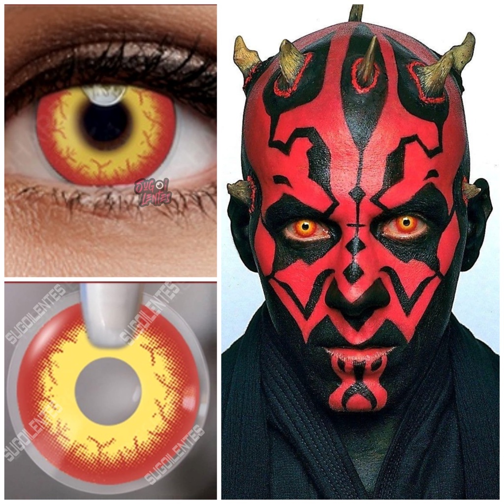 Lente de Contato Vermelha Amarela Cosplay Lorde Sith Star Wars Anime Maquiagem Halloween