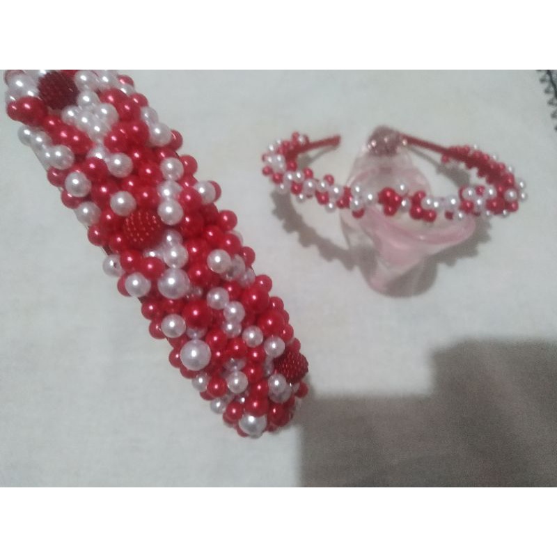 tiaras  vermelha com branco de luxo  grossa de pérolas ,tal mãe tal filha.GT324