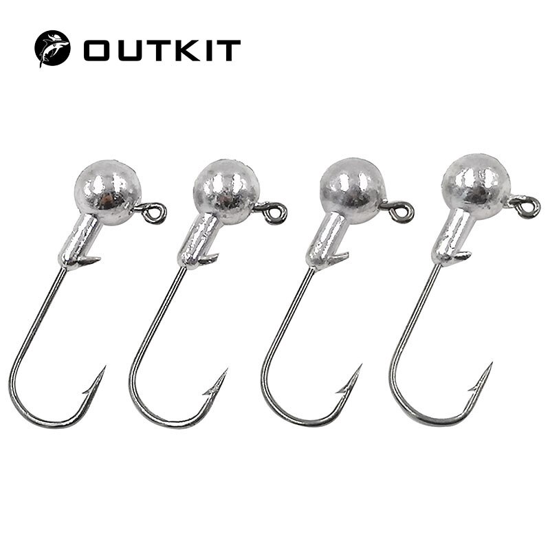 OUTKIT 10 P/Lote Nova Alta Qualidade 1.5g2g3.5g5g/g10g14g Gancho Cabeça De Chumbo Jig Isca De Pesca Ganchos Para Macia Enfrentar