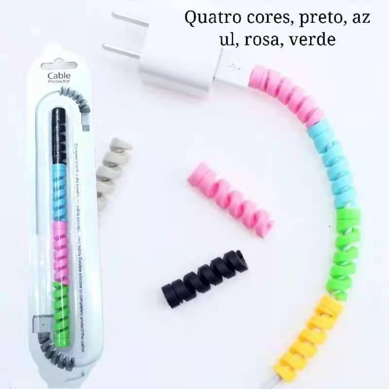 4pcs Spiral Cable Protective Android USB Charging Protector Data Line Silicone Bobbin Winder