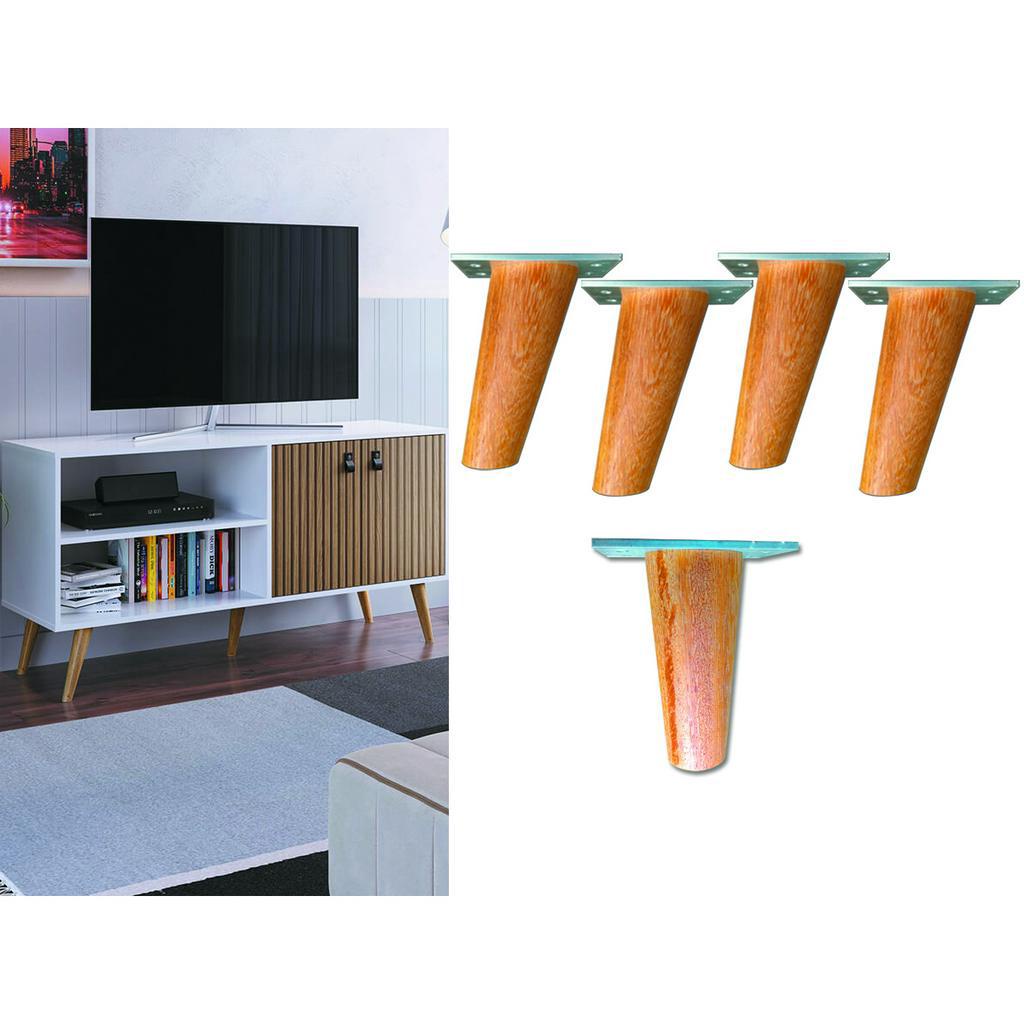 Pé Palito Retro 10cm C/ Base Metal Angelim - Kit 5pcs