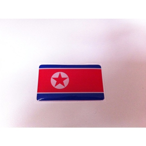 Adesivo Resinado Da Bandeira Da Coréia Do Norte 5x3 Cm