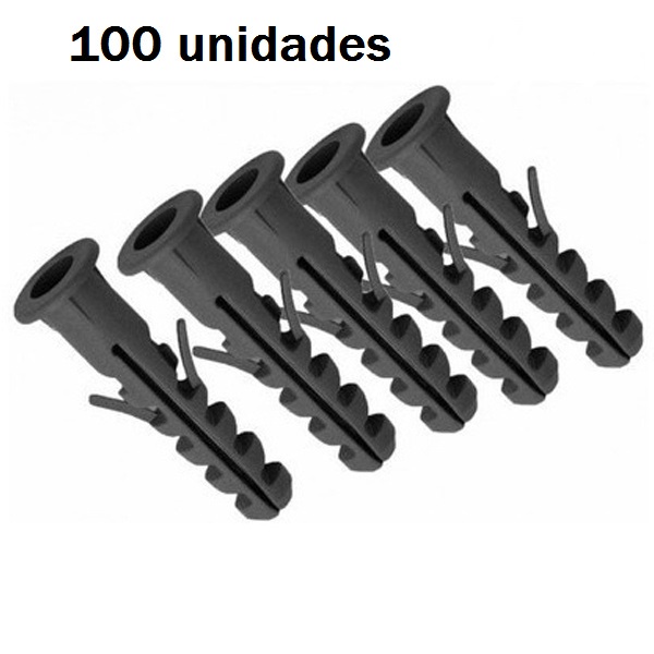 100un Bucha fixação 7mm com aba anel - Tamanho: 7mm