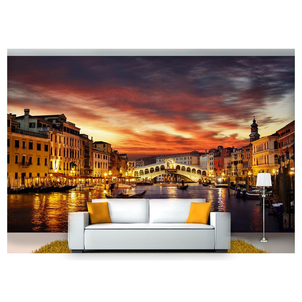 papel de parede Cidade Veneza Gondola 3D 10m² NCD168